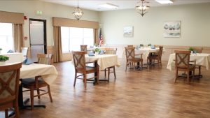 Mason Health and Rehabilitation Dining Room with Chairs and Tables.